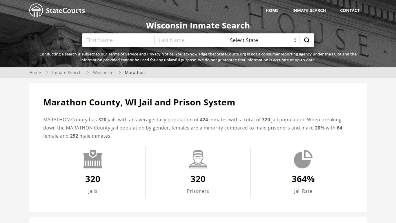 Marathon County, WI Inmate Search - StateCourts