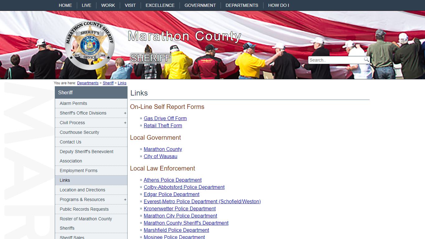 Links / Sheriff's Department - Marathon County, Wisconsin