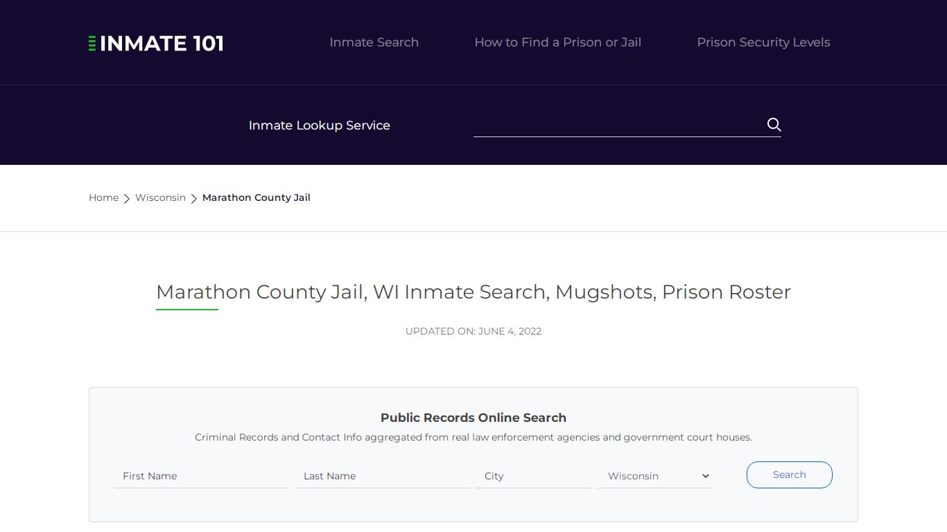 Marathon County Jail, WI Inmate Search, Mugshots, Prison ...
